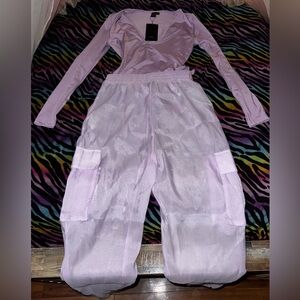Lavender mesh pants set